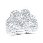 Heart's Embrace: 10kt White Gold Diamond Wedding Ring Set - Splendid Jewellery