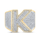 Initial Sparkle: 10kt Two - tone Gold Mens Round Diamond K Letter Ring 1 - 1/5 Cttw - Splendid Jewellery