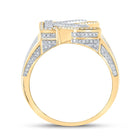 Initial Sparkle: 10kt Two-tone Gold Mens Round Diamond K Letter Ring 1-1/5 Cttw - Alternate view 2 from Splendid Jewellery