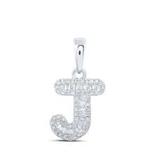 Load image into Gallery viewer, Jewel - Encrusted Initial Elegance: 10kt White Gold Diamond J Pendant - Splendid Jewellery