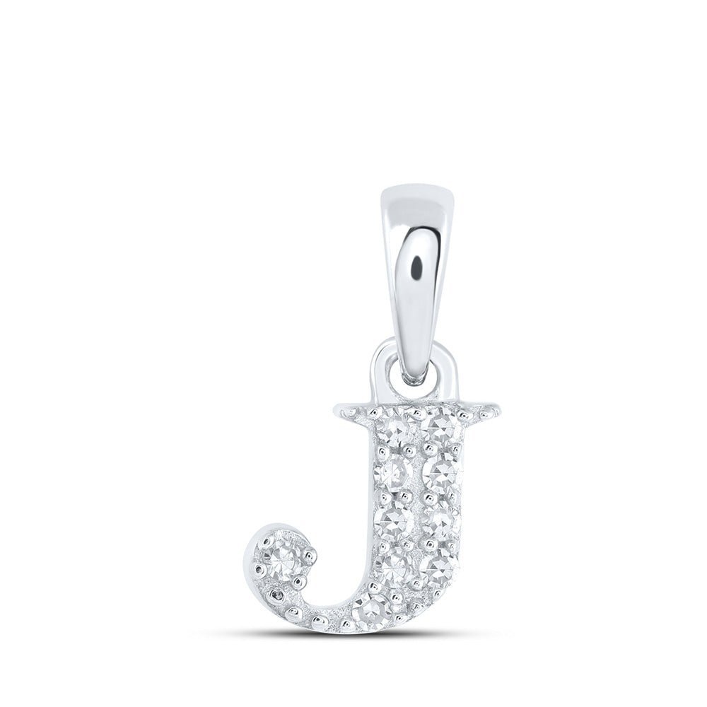 Jewel - Encrusted White Gold J Initial Pendant - Splendid Jewellery