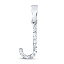 Load image into Gallery viewer, Jeweluxe Diamond Initial Pendant | 10kt White Gold Womens Round Diamond J Initial Letter Pendant 1/10 Cttw - Splendid Jewellery