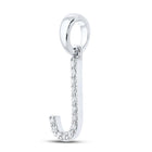 Jeweluxe Diamond Initial Pendant | 10kt White Gold Womens Round Diamond J Initial Letter Pendant 1/10 Cttw - Splendid Jewellery