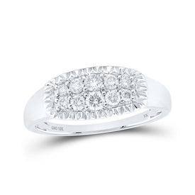 Luxurious 10kt White Gold Men's Diamond Fluted Band Ring - 1/2 Cttw - Splendid Jewellery