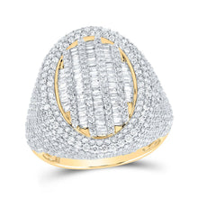 Load image into Gallery viewer, Luxurious 10kt Yellow Gold Men's Baguette Diamond Oval Ring - A Dazzling Statement - Splendid Jewellery
