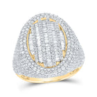 Luxurious 10kt Yellow Gold Men's Baguette Diamond Oval Ring - A Dazzling Statement - Splendid Jewellery