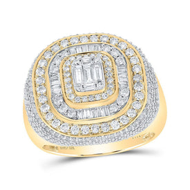 Luxurious 10kt Yellow Gold Men's Baguette Diamond Square Ring - A Dazzling Statement Piece! - Splendid Jewellery