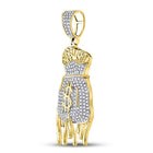 Luxurious 10kt Yellow Gold Men's Diamond Dripping Money Bag Charm Pendant  Side View 2 from Splendid Jewellery