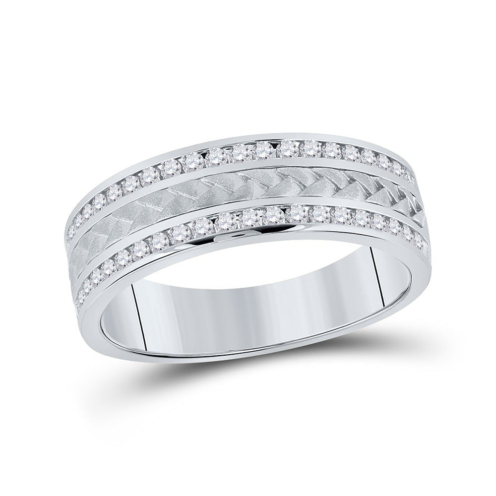 Luxurious 14kt White Gold Diamond Braided Men's Wedding Band - 1/2 Cttw - Splendid Jewellery