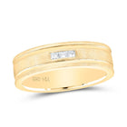 Luxurious 14kt Yellow Gold Men's Diamond Wedding Band Ring - Top View