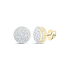 Luxurious 14kt Yellow Gold Men's Round Diamond Cluster Earrings, 3 - 7/8 Cttw - Splendid Jewellery