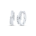 Luxurious Brilliance: 10kt White Gold Diamond Hoop Earrings - Splendid Jewellery