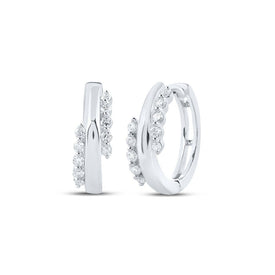 Luxurious Brilliance: 10kt White Gold Diamond Hoop Earrings - Splendid Jewellery