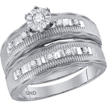 Load image into Gallery viewer, Luxurious Love Story | 10kt White Gold His Hers Round Diamond Solitaire Matching Wedding Set 1/4 Cttw - Splendid Jewellery