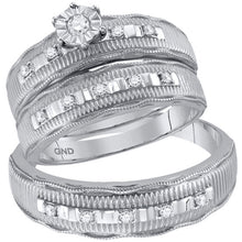 Load image into Gallery viewer, Luxurious Love Story | 10kt White Gold His Hers Round Diamond Solitaire Matching Wedding Set 1/4 Cttw - Splendid Jewellery