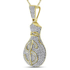 Luxurious Men's 10kt Yellow Gold Diamond Money Bag Dollar Sign Charm Pendant - 1 Cttw  Side View 2 from Splendid Jewellery