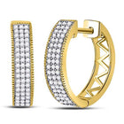 Luxurious Triple Row Pave Hoop Earrings in 10kt Yellow Gold - Splendid Jewellery