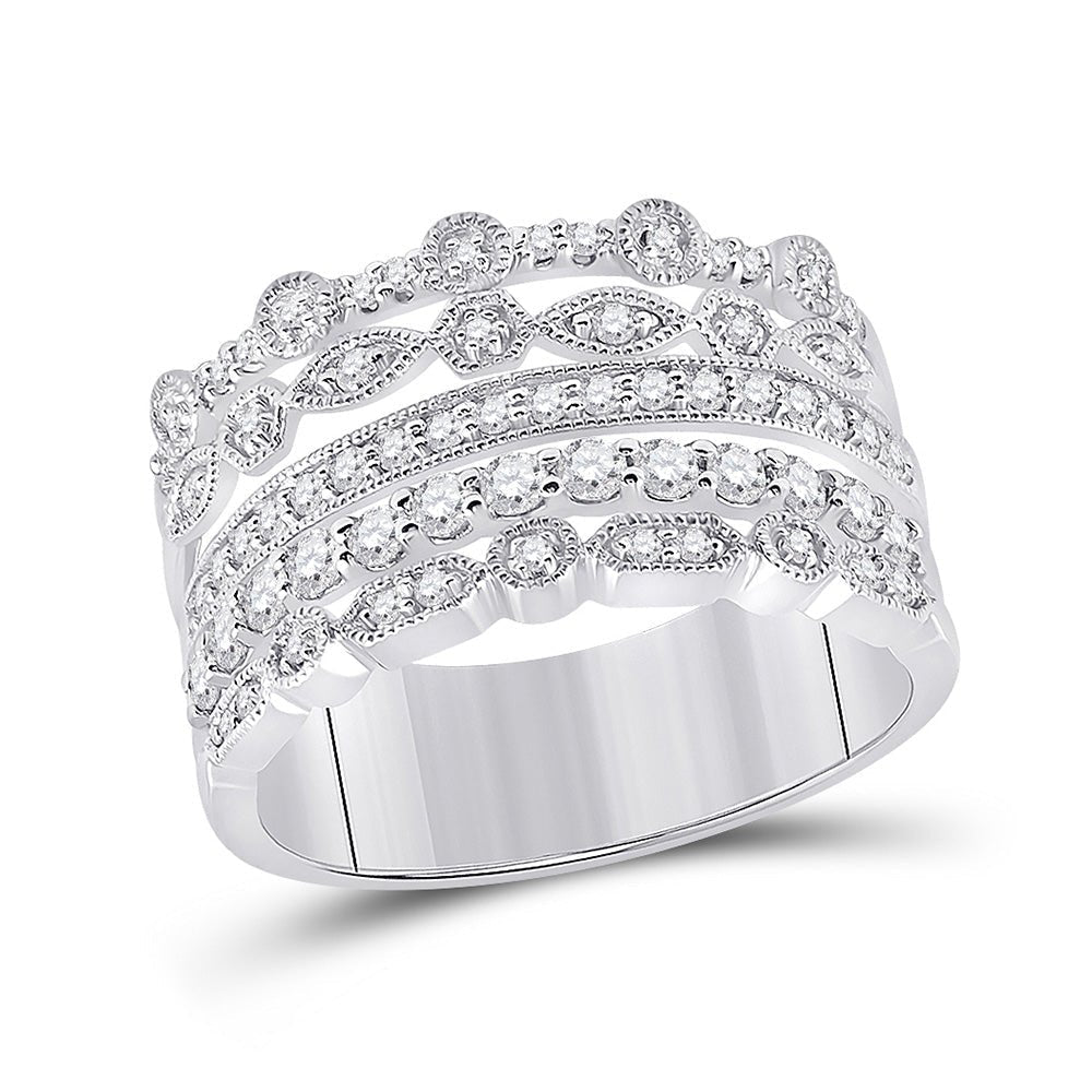Luxurious White Gold Diamond Stacked Band Ring - Splendid Jewellery