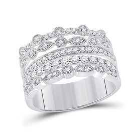 Luxurious White Gold Diamond Stacked Band Ring - Splendid Jewellery