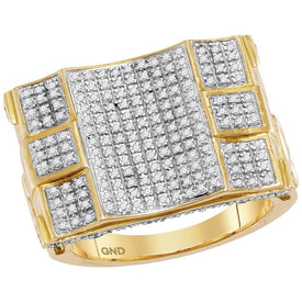Luxury 10kt Yellow Gold Mens Diamond Cluster Ring - A Statement of Elegance and Style - Splendid Jewellery