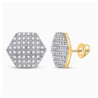 Luxury 10kt Yellow Gold Men's Hexagon Diamond Stud Earrings - 1/3 Cttw - Splendid Jewellery