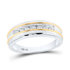 Luxury Brilliance: 10kt White Gold Men's Round Diamond Single Row Wedding Band Ring - Alternate view 1 from Splendid Jewellery