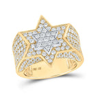 Majestic 10kt Two - tone Gold Mens Round Diamond Magen David Star Ring 3 - 3/8 Cttw - Splendid Jewellery