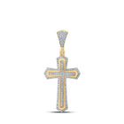 Majestic 10kt Yellow Gold Men's Diamond Cross Charm Pendant - 3/8 Cttw - Splendid Jewellery