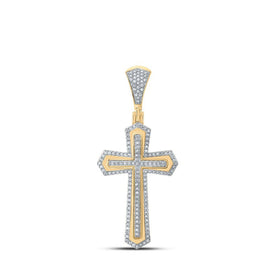 Majestic 10kt Yellow Gold Men's Diamond Cross Charm Pendant - 3/8 Cttw - Splendid Jewellery