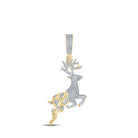 Majestic 10kt Yellow Gold Men's Diamond Deer Charm Pendant - 1 - 1/5 Cttw - Splendid Jewellery