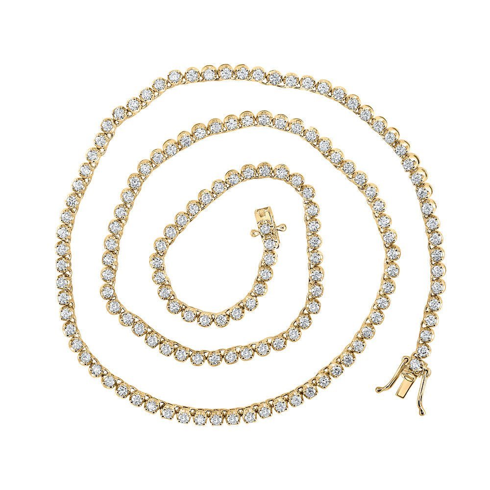 Majestic 10kt Yellow Gold Men's Round Diamond Tennis Chain Necklace - Splendid Jewellery