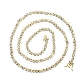Majestic 10kt Yellow Gold Men's Round Diamond Tennis Chain Necklace - Splendid Jewellery