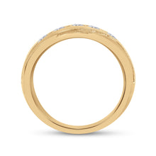 Load image into Gallery viewer, Majestic Brilliance: 10kt Yellow Gold Mens Round Diamond Wedding Anniversary Band Ring product Top View from Splendid Jewellery