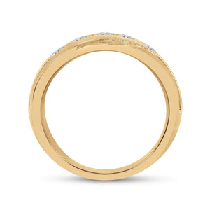 Majestic Brilliance: 10kt Yellow Gold Mens Round Diamond Wedding Anniversary Band Ring - Splendid Jewellery