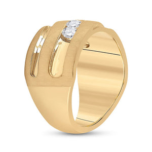 Majestic Brilliance: 10kt Yellow Gold Mens Round Diamond Wedding Anniversary Band Ring - Splendid Jewellery