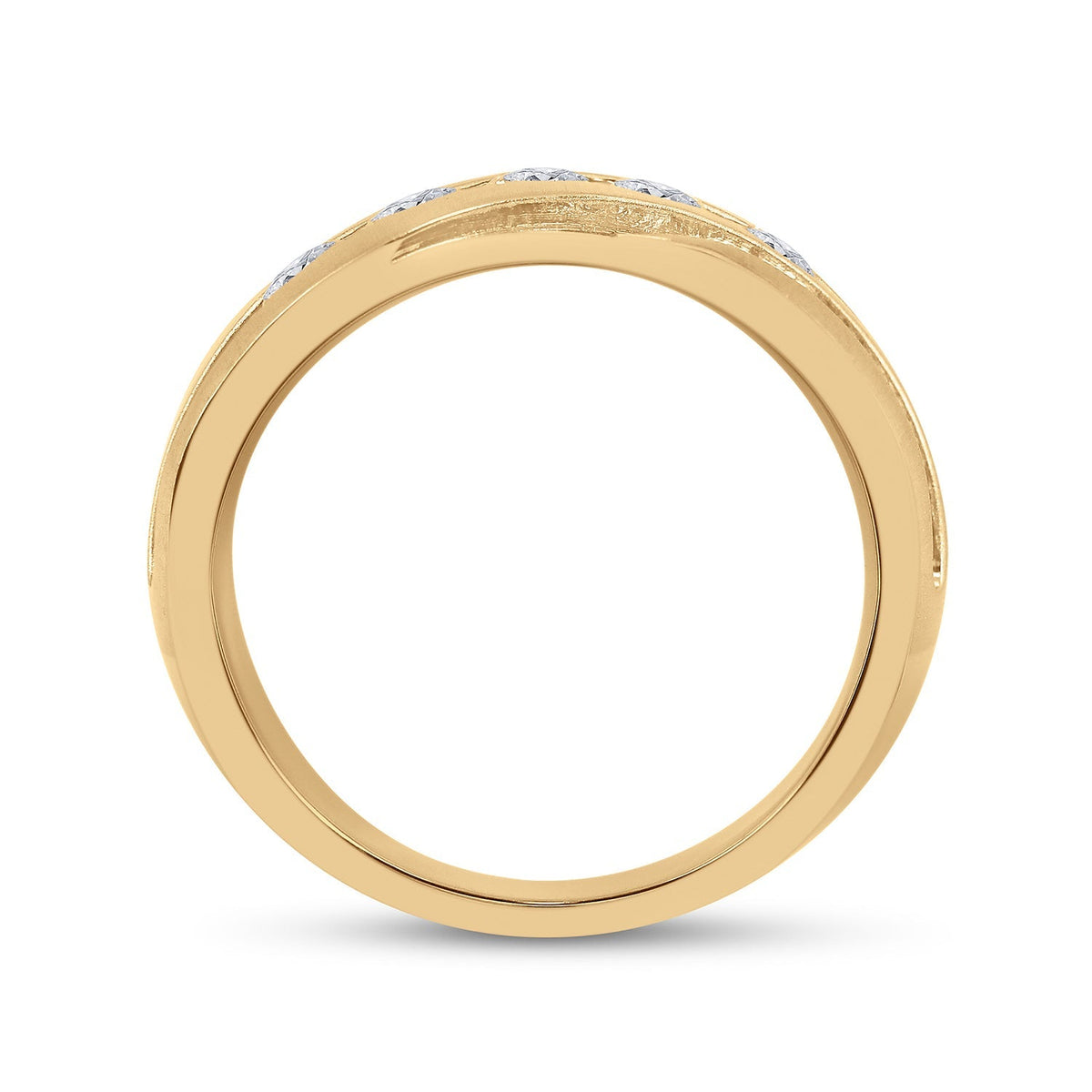 Majestic Brilliance: 10kt Yellow Gold Mens Round Diamond Wedding Anniversary Band Ring - Splendid Jewellery