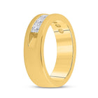 Majestic Brilliance 14kt Yellow Gold Men's Princess Diamond Wedding Single Row Band Ring - Second Side View