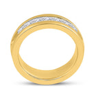 Majestic Brilliance 14kt Yellow Gold Men's Princess Diamond Wedding Single Row Band Ring - Side View