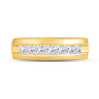 Majestic Brilliance 14kt Yellow Gold Men's Princess Diamond Wedding Single Row Band Ring - Front View