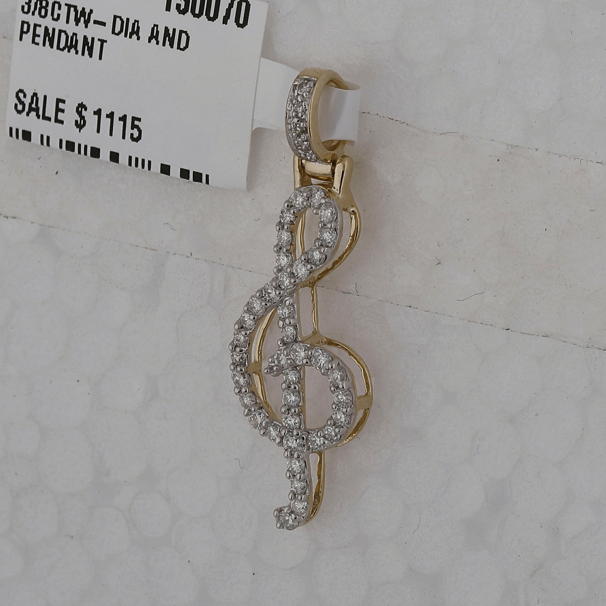 Melodic Harmony: 10kt Yellow Gold Diamond Treble Note Pendant - Splendid Jewellery
