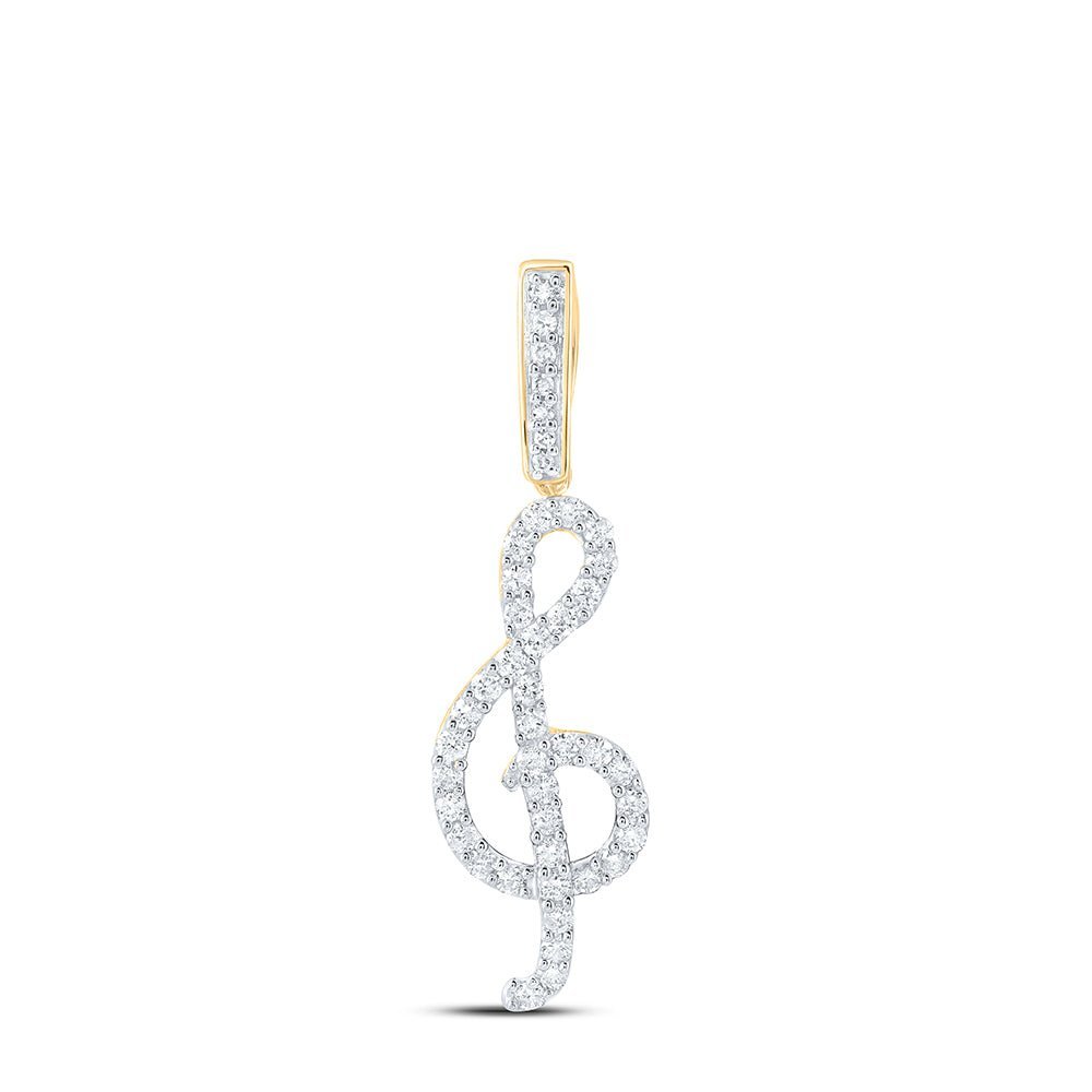 Melodic Harmony: 10kt Yellow Gold Diamond Treble Note Pendant - Splendid Jewellery