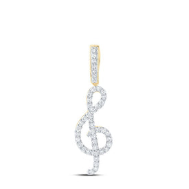 Melodic Harmony: 10kt Yellow Gold Diamond Treble Note Pendant - Splendid Jewellery