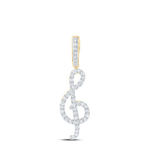 Load image into Gallery viewer, Melodic Harmony: 10kt Yellow Gold Diamond Treble Note Pendant product  Top View from Splendid Jewellery