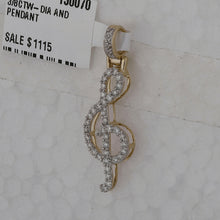 Load image into Gallery viewer, Melodic Harmony: 10kt Yellow Gold Diamond Treble Note Pendant product Side View from Splendid Jewellery