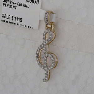 Melodic Harmony: 10kt Yellow Gold Diamond Treble Note Pendant - Splendid Jewellery