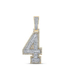 Men's Baguette Diamond Number 4 Charm Pendant in Two - tone Gold - 1 - 1/2 Cttw - Splendid Jewellery