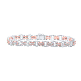 Exquisite 10kt Rose Gold Baguette and Round Diamond Link Bracelet - 3-3/4 Cttw - Alternate view 1 from Splendid Jewellery