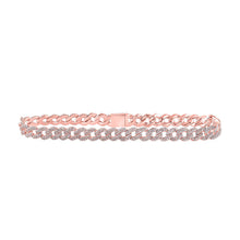 Load image into Gallery viewer, Splendid Jewellery 10kt Rose Gold Men&#39;s Round Diamond Curb Link Bracelet - 4-5/8 Cttw - Alternate view 1 from Splendid Jewellery