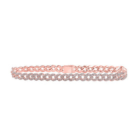 Splendid Jewellery 10kt Rose Gold Men's Round Diamond Curb Link Bracelet - 4-5/8 Cttw - Alternate view 1 from Splendid Jewellery