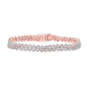 Men's Bracelets | 10kt Rose Gold Mens Round Diamond Link Bracelet 7-5/8 Cttw | Splendid Jewellery GND